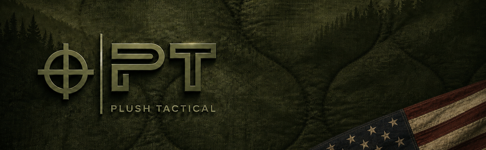 Plush Tactical — PT logo on quilted woobie with American flag